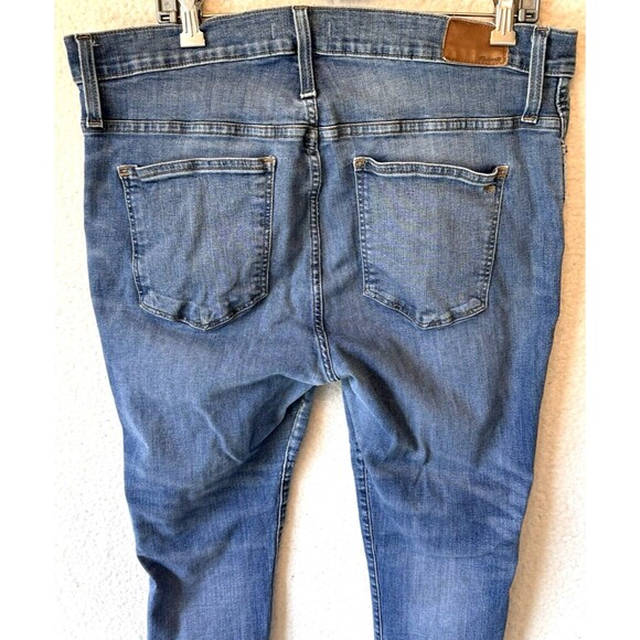 Madewell Jeans Distressed Size 34P 10" High Rise Skinny Blue Raw Hem - Picture 10 of 16